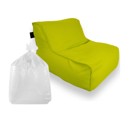 Soo Santaï Set Daddy Cool fauteuil XL + polystyrène 100 x 90 x 70cm intérieur & extérieur, déhoussable et résistant aux UV, Vert 