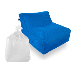 Soo Santaï Set Daddy Cool fauteuil XL + polystyrène 100 x 90 x 70cm intérieur & extérieur, déhoussable et résistant aux UV, Bleu 