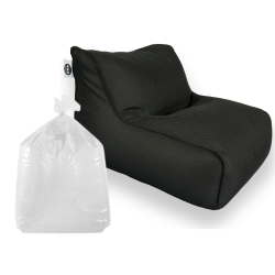 Soo Santaï Set Daddy Cool fauteuil XL + polystyrène 100 x 90 x 70cm intérieur & extérieur, déhoussable et résistant aux UV, Noir 