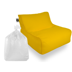 Soo Santaï Set Daddy Cool fauteuil XL + polystyrène 100 x 90 x 70cm intérieur & extérieur, déhoussable et résistant aux UV, Jaune 