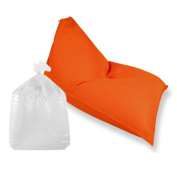 Soo Santaï Set Lazy Bro fauteuil poire + polystyrène 140 x 120 x 90cm intérieur & extérieur, déhoussable et résistant aux UV, Orange 