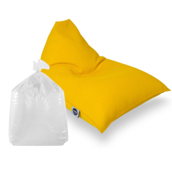 Soo Santaï Set Lazy Bro fauteuil poire + polystyrène 140 x 120 x 90cm intérieur & extérieur, déhoussable et résistant aux UV, Jaune 