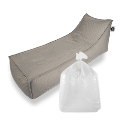 Soo Santaï Set Relax Sis chaise longue + polystyrène 160x70x35 intérieur & extérieur flottante, déhoussable et résistante aux UV, Gris 