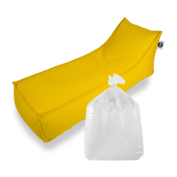 Soo Santaï Set Relax Sis chaise longue + polystyrène 160x70x35 intérieur & extérieur flottante, déhoussable et résistante aux UV, Jaune 