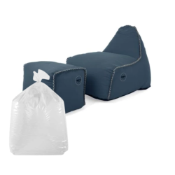 Soo Santaï Set MiniBuddy&apos;s Rest fauteuil poire + repose pieds + polystyrène intérieur déhoussable, surpiqûres, Bleu jeans