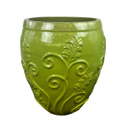 Provencelia Gaia 73x77cm, pot grande taille d&apos;extérieur fait main en terre cuite émaillée, résistant au gel, vert olive