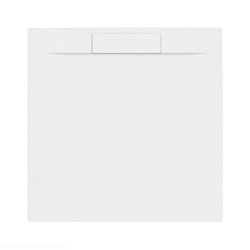 Fusion Receveur de douche 90x90cm en marbre coulé avec siphon, Blanc (SATFU9090BL-S)