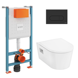 V-Fix Core Pack WC bâti-support + WC sans bride Vitra S60 + Abattant SoftClose + Plaque chrome mat (V-FixS60-5)