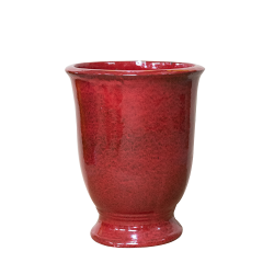 Provencelia Arthur 55x69cm, pot grande taille d&apos;extérieur fait main en terre cuite émaillée, résistant au gel, rouge tropical   