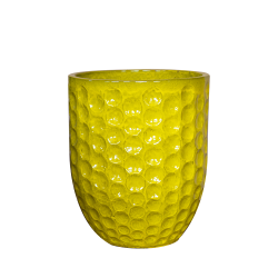 Provencelia Merovee 30x45cm, pot grande taille d&apos;extérieur fait main en terre cuite émaillée, résistant au gel, jaune