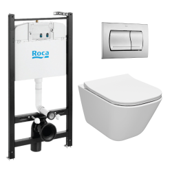 Pack WC Bâti-support Duplo one + Cuvette sans bride + Abattant slim SoftClose + Plaque noire (DUPLOONEGAP-3)