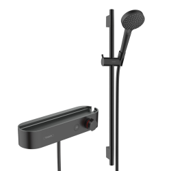 ShowerTablet Select Set Mitigeur Thermostatique douche + douchette à main 2 jets + Barre Unica 65 cm, noir mat (24360670-Vernis)