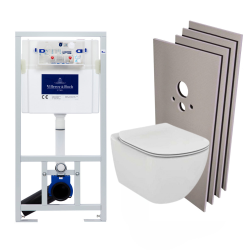 Pack WC Bâti-support + Cuvette Ideal Standard TESI AquaBlade sans bride + Plaque blanche + Set habillage (ViConnectTesi-2-sabo)