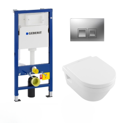 Geberit Bati-support Geberit UP100 + plaque Delta50 + cuvette Villeroy & Boch Architectura sans bride + abattant softclose (ArchiRimless