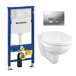 Geberit Pack bâti support DuofixBasic + WC suspendu sans bride + plaque Geberit DELTA50 chrome mat (PorcherGeb2)