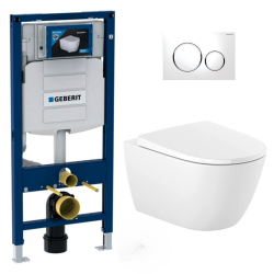 Pack WC Geberit Duofix + Cuvette Ideal Standard Tesi Aquablade + Plaque de commande Sigma20 Blanc chromé