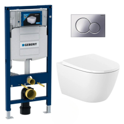 Pack WC Geberit Duofix + Cuvette Ideal Standard Tesi Aquablade + Plaque de commande Sigma20 Blanc chromé