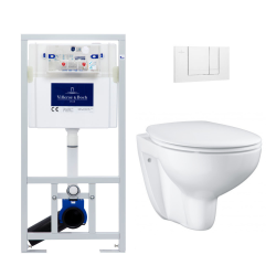 Pack WC bâti-support + Cuvette Bau sans bride + Abattant softclose + Plaque blanche (ViConnectBau-2)