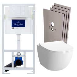 Pack WC Bâti-support + WC Vitra Sento sans bride fixations invisibles + Plaque blanche + Set habillage (ViConnectSento-2-sabo)