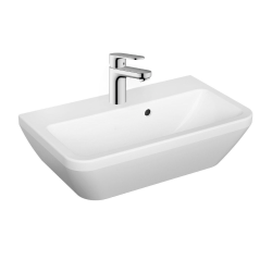 Integra Ensemble Lavabo suspendu 60x36 cm + Mitigeur lavabo avec tirette et vidage synthétique, Blanc (7088-VernisBlend1)