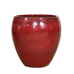 Provencelia Lafontaine 28x32cm, pot grande taille d&apos;extérieur fait main en terre cuite émaillée, résistant au gel, rouge tropical