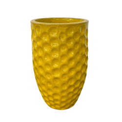 Provencelia Merovee 23x35cm, pot grande taille d&apos;extérieur fait main en terre cuite émaillée, résistant au gel, jaune