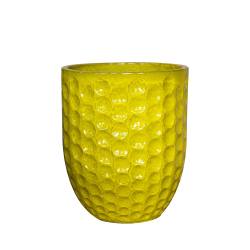 Provencelia Merovee 42x55cm, pot grande taille d&apos;extérieur fait main en terre cuite émaillée, résistant au gel, jaune