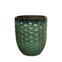 Provencelia Merovee 42x55cm, pot grande taille d&apos;extérieur fait main en terre cuite émaillée, résistant au gel, vert tropical