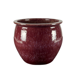 Provencelia Newton 44x35cm, pot grande taille d&apos;extérieur fait main en terre cuite émaillée, résistant au gel, violet clair   