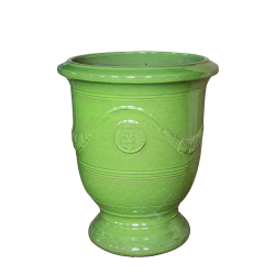 Provencelia Richelieu 46x53cm, pot grande taille d&apos;extérieur fait main en terre cuite émaillée, résistant au gel, vert olive