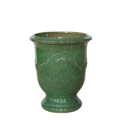 Provencelia Richelieu 46x53cm, pot grande taille d&apos;extérieur fait main en terre cuite émaillée, résistant au gel, vert tropical