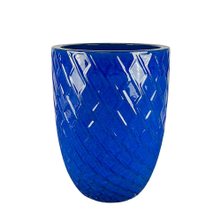 Provencelia ZEUS 42x54cm, pot grande taille d&apos;extérieur fait main en terre cuite émaillée, résistant au gel, bleu majorelle