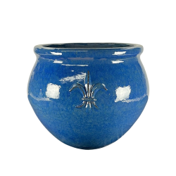 Provencelia Clovis 53x43cm, pot grande taille d&apos;extérieur fait main en terre cuite émaillée, résistant au gel, bleu outremer