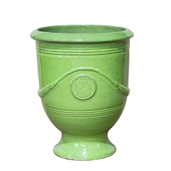 Provencelia Colbert 55x69cm, pot grande taille d&apos;extérieur fait main en terre cuite émaillée, résistant au gel, vert olive   