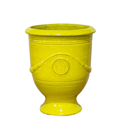 Provencelia Colbert 55x69cm, pot grande taille d&apos;extérieur fait main en terre cuite émaillée, résistant au gel, Jaune   