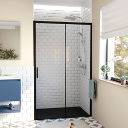 Swiss Aqua Technologies TEX BB Porte de douche 120x195cm coulissante anticalcaire avec profilés noir mat  (SATTEXDBB120CT-SET)