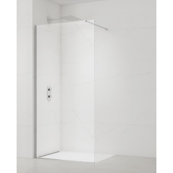 Swiss Aqua Technologies Walk-in 100x200cm paroi en verre Crystal Glass® 8 mm  anticalcaire, avec bras et profilés chrome brillant (SATBWI100PR)