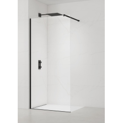 Swiss Aqua Technologies Walk-in 100x200cm paroi en verre Crystal Glass®   8 mm  anticalcaire, avec bras et profilés noir mat (SATBWI100PRC)