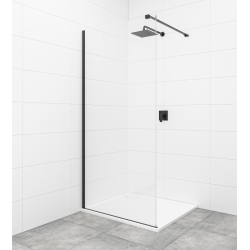 Swiss Aqua Technologies Walk-in 110x200cm Paroi en verre Crystal Glass® 8 mm anticalcaire, avec bras et profilés noir mat (SATBWI110PRC)