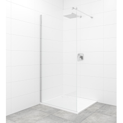 Swiss Aqua Technologies Walk-in 120x200cm Paroi en verre Crystal Glass® 8 mm anticalcaire, avec bras et profilés chrome brillant (SATBWI120PR)