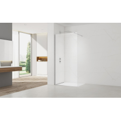 Swiss Aqua Technologies Walk-in 130x200cm Paroi en verre Crystal Glass® 8 mm anticalcaire, avec bras et profilés chrome brillant (SATBWI130PR)