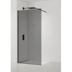 Swiss Aqua Technologies Walk-in 100x200cm Paroi en verre fumé 8 mm anticalcaire, avec bras et profilés noir mat (SATBWI100KSPRC)