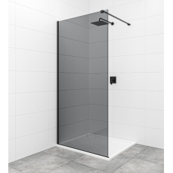 Swiss Aqua Technologies Walk-in 100x200cm Paroi en verre fumé 8 mm anticalcaire, avec bras et profilés noir mat (SATBWI100KSPRC)