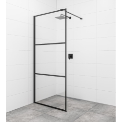 Swiss Aqua Technologies Walk-in 80x200cm Paroi en verre sérigraphié 8 mm anticalcaire, avec bras et profilés noir mat (SATBWI80CPPRC)