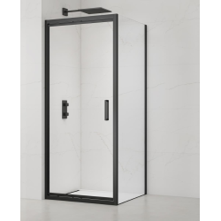 Swiss Aqua Technologies TEX-C ensemble porte compact/paroi 80x80cm anticalcaire avec profilés noir mat (SATTEXC80S80C)