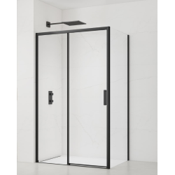 Swiss Aqua Technologies TEX BB ensemble porte coulissante/paroi 100x100cm anticalcaire avec profilés noir mat (SIKOTEXDBB100S100C)