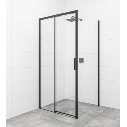 Swiss Aqua Technologies TEX BB ensemble porte coulissante/paroi 100x100cm anticalcaire avec profilés noir mat (SIKOTEXDBB100S100C)