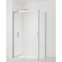 Swiss Aqua Technologies TEX BB ensemble porte coulissante/paroi 100x100cm anticalcaire avec profilés chrome brillant (TEXDBB100S100-SET)