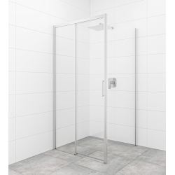 Swiss Aqua Technologies TEX BB ensemble porte coulissante/paroi 100x100cm anticalcaire avec profilés chrome brillant (TEXDBB100S100-SET)