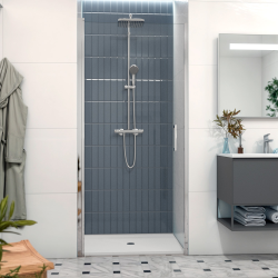 Swiss Aqua Technologies Fusion Porte de douche 90x195cm pivotante anticalcaire avec profilé chrome brillant (SATFUD90NIKA-SET)